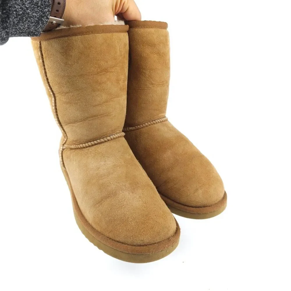 UGG Classic Short Ankle Boot Lambskin Suede Sherpa Fur Ankle 90s Y2k Chestnut 8